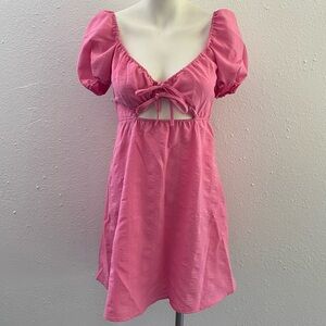 Puff-sleeved Pink Dress Size Small